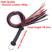 Genuine Leather Whip Flogger Handle Spanking Paddle Knout Flirt BDSM Adult Game Erotic Sex Toys for Women Couples 2024 - buy cheap