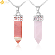 CSJA Natural Gem Stone Power Necklaces Pendants Pendulum Green Aventurine Pink Crystal Necklace Reiki Jewelry Accessories E115 2024 - buy cheap