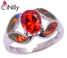 CiNily Created Orange Blue Fire Opal Garnet Purple Zircon Silver Plated Wholesale for Women Jewelry Ring Size 7 8 OJ5729-30 2024 - buy cheap