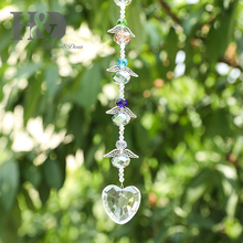 Прозрачная люстра в форме сердца H & D, Хрустальная подвеска с ангельскими бусинами, подвесное украшение на удачу, Ловец Солнца, домашний декор 2024 - купить недорого
