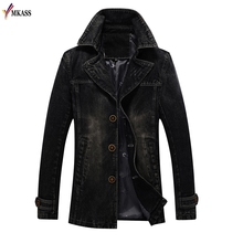 2018 Men Denim Jackets Men Coat Long Section Fashion Trench Coat Masculina Homme Brand Casual Fit Overcoat Jacket Outerwear 2024 - buy cheap