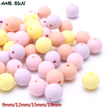 MHS.SUN 100pcs food grade chewable silicone beads candy color loose teether round beads for baby necklace pacifier chain making 2024 - buy cheap