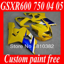Полный обтекатель комплект для GSXR600 750 04 05 GSXR600 GSXR750 GSX-R600 750 K4 2004 2005 жёлтый синий обтекатель набор + подарки SW80 2024 - купить недорого