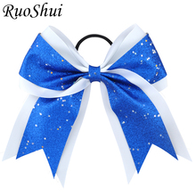 7 Inch Girls Fashion Sequin Cheerleading Hair Bow Glitter Grosgrain Ribbon Bows Women Elastic Band Ponytail Children Hair Holder 2024 - buy cheap