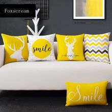 Желтый олень геометрический наволочка улыбка домашний декор вельветовый чехол для подушки Подушка Наволочка 45х45см 2024 - купить недорого