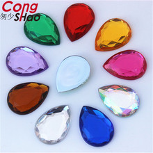 Cong Shao 18*25mm 60Pcs Colorful  Acrylic Drop Shape Rhinestone Trim Flatback Stones And Crystals DIY Wedding Dress Crafts YB715 2024 - buy cheap