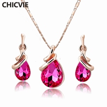 CHICVIE Gold Waterdrop Shape Necklace Earring Sets Wedding Crystal Jewelry Set For Women Necklace Earrings Jewelry Set SET190004 2024 - buy cheap