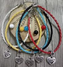 Pulseira amuleto de couro para cachorro e gato, joia com pingente 2024 - compre barato