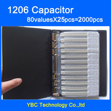 Free Shipping 1206 SMD Capacitor Sample Book 80valuesX25pcs=2000pcs 0.5PF~1UF Capacitor Assortment Kit Pack 2024 - buy cheap