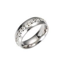 Crystal Wedding Rings For Women Men Steel Engagement Ring Anillos Fashion Rhinestone Ring 2024 - buy cheap