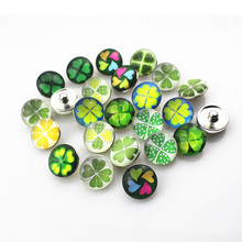New arrive 20pcs/lot 18mm mix random glass four leaf clover snap buttons for snap bangle bracelet charms for snap diy jewelry 2024 - buy cheap