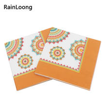 [RainLoong] Orange Floral Flower Paper Napkins Event & Party Tissue Cocktail Napkin Decoration Serviettes 33*33cm 1 pack  2024 - buy cheap