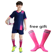 Детские футбольные Джерси для мальчиков и девочек, комплекты одежды для футбола с коротким рукавом, Детская Футбольная форма, футбольный тренировочный костюм на заказ, Бесплатные Носки 2024 - купить недорого