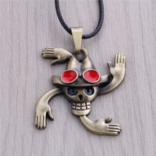 2015 Vintage Anime One Piece Luffy Skull Pendant Necklace Hot Rope Chain Necklace Pendant Famous Anime Gift 2024 - buy cheap