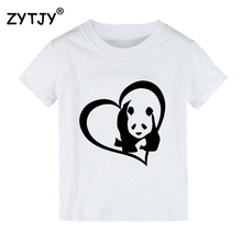 Детская футболка с изображением панды, медведя, сердца футболка для мальчиков и девочек, одежда для малышей Забавные футболки, Прямая поставка, Y-130 2024 - купить недорого