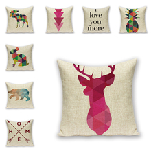 Travesseiro decorativo de linho com animais geométricos, almofadas para sofá, cadeira, acessório para carro, decoração de casa 2024 - compre barato