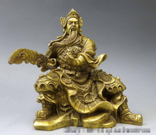 5"Chinese Pure Brass Copper Dragon Guan Gong Guan Yu warrior figurine statue 2024 - buy cheap