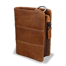 Genuine Leather Men Wallets Hasp Zipper Solid Card Holder Male Short Purses Casual Brand Business Coin Pocket Simple Men Purse 2024 - buy cheap