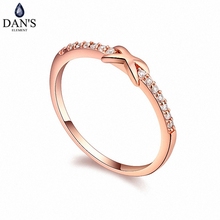DAN'S Element marca Real AAA Zirconia Micro incrustaciones moda Bowknow anillo para las mujeres regalo de San Valentín 108719 rosa 2024 - compra barato