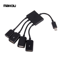 Maikou-concentrador de cables OTG, conector divisor de 4 puertos, Micro cargador de alimentación USB para teléfono inteligente, ordenador, tableta y PC 2024 - compra barato