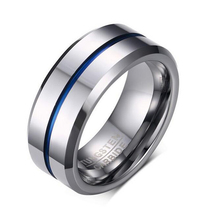 Quality Tungsten Carbide Ring for Men Fashion Navy Blue Ring 8mm Width Punk Heavy Ring Wedding Band Wholesale 2024 - buy cheap