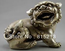 Bi00437 Collectible Decorado Old Handwork Tibet Prata Esculpida Estátua Do Leão 2024 - compre barato