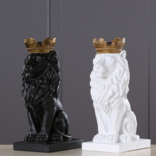 4 Color Creative Golden Crown Lion Statue Modern Resin Black/White Animal Figurine Home Decoration Desktop Crafts Sculpture 2024 - buy cheap