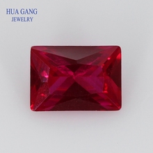 5# Red Stone Rectangle Shape Princess Cut Synthetic Corundum Gems stone For jewelry Size 2x3~10x14mm Free Shipping 2024 - buy cheap
