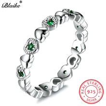 Blaike Luxury May Birthstone Emerald Rings For Women Genuine S925 Sterling Silver Green Heart Zircon Ring Fine Jewelry Gifts 2024 - buy cheap