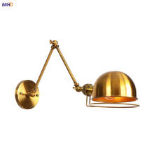 IWHD Golden Swing Long Arm Retro Wall Lights Fixtures Home Lighting Loft Style Industrial Vintage Edison Wall Sconce Stair Light 2024 - buy cheap