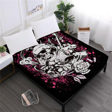 Sábanas de cama con calavera dulce para mujer, estampado de calaveras con pistola, sábana ajustada, 100% de calavera de azúcar, cubierta de colchón suave de poliéster D15 2024 - compra barato