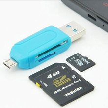 Универсальный кардридер TF/SD, устройство для чтения карт памяти micro USB + pc USB 2,0 OTG 2024 - купить недорого