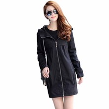 New Fashion Plus size 7XL Hooded Trench Coat Women 2019 Spring Autumn Cotton Windbreaker Female Casual Top Long Outerwear G177 2024 - buy cheap