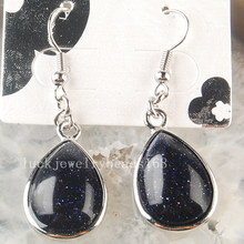 Free Shipping Fashion Jewelry 15x25mm Beatiful Blue Gold Sand Stone Drop Art Earrings 1Pair C3614 2024 - buy cheap