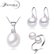 Trendy Real Natural Freshwater Pearl Jewelry For Women,Wedding Pearl Necklace Earring Set Birthday Gift 2024 - buy cheap