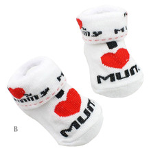 ARLONEET 100% cotton Baby socks Infant Boy Girl Slip-resistant Floor Socks Love Dad Love Mum Letter Socks L0828 2024 - buy cheap