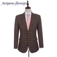 New Wool Jacket Custom Made Crown Plaid Men Suit Jackets Slim Fit Wedding Blazer For Men's Jacket Groom Man Tuxedos(Jacket) 2024 - buy cheap