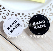 400pcs free shipping  "hand made" packing stickers,gift stikcers and labels,3.5cm bakery white/black packing paper stickers 2024 - buy cheap