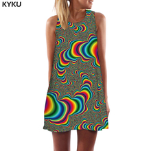 KYKU-Vestido psicodélico para mujer, ropa Sexy gótica elegante para fiesta en la playa, con mareos, colorido, vórtice 2024 - compra barato