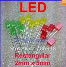 free shipping diffused 600pcs(200pcs each)  Red ,Green, Yellow ,2x5x7mm Rectangular LED ,good quality 2024 - buy cheap