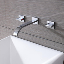 Grifo mezclador de latón cromado para lavabo de baño, doble manija, montaje en pared, alta calidad 2024 - compra barato