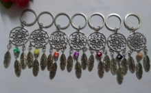Dream Catcher Vintage Dreamcatcher Football Beads feather 25mm Keychain Trace Chains Charm Fit Key Chains Jewelry D292 2024 - buy cheap