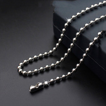Cadena de bolas de 2,4mm y 3,2mm, collar de cadena de cuentas de acero inoxidable, cadena redonda, collar de perlas, joyería larga DIY, 45cm, 50cm, 60cm 2024 - compra barato