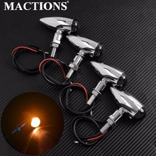 Universal Motorcycle EM Bullet 2PCS/4PCS Chrome Turn Signal Indicator Light For Harley Sportster Mini Chopper Bobber 2024 - buy cheap