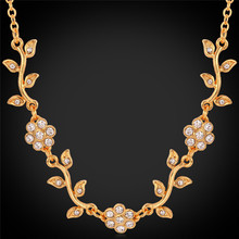 Colar feminino n5175, joia da moda com flores, cristal austríaco, colar vintage de cor dourada 2024 - compre barato