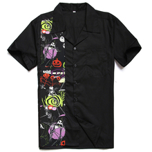 Halloween Men Shirt Vintage 1950s Rockabilly Mens Shirt Rock N Roll Short Sleeve Punk Rave Shirt Mens Hip Hop Stitching Camisa 2024 - buy cheap