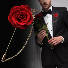 SaYao-broches de broche de boda para hombre y mujer, broches de broche con diseño de flor rosa, cadena de oro, hoja, solapa, 1 unidad 2024 - compra barato