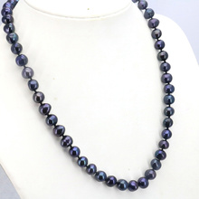 Venta al por mayor Collar de perlas negras de 8-9mm para mujer, 18 pulgadas, bricolaje, gran oferta, joyería 2024 - compra barato
