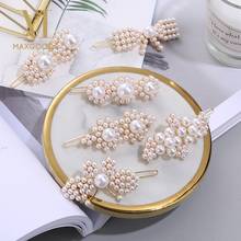 Korea Fashion Imitiation Pearl Hair Clip Barrettes for Women Girls Handmade Pearl Flowers Hairpins Hair Accessories 2024 - buy cheap