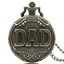 Antique DAD Pocket Watch Pendant Necklace Bronze Mens Pappy Father's Day Gift P38 2024 - buy cheap